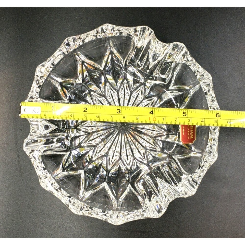 Gorham Crystal Full Lead Cut Glass Ashtray 6" Heavy Vintage Unused West Germany - Picture 8 of 10
